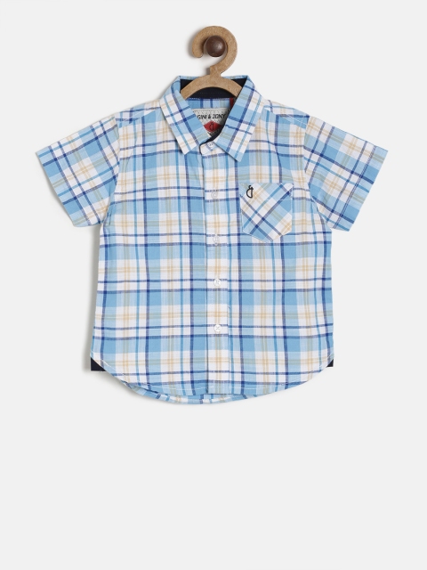 

Gini and Jony Boys Blue & White Regular Fit Checked Casual Shirt
