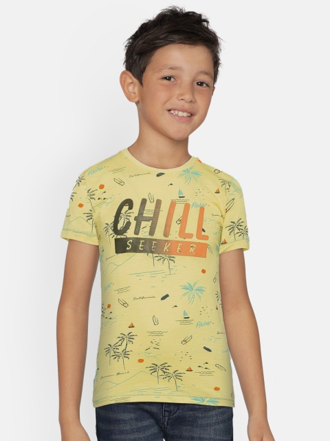 

Palm Tree Boys Yellow Printed Round Neck T-shirt