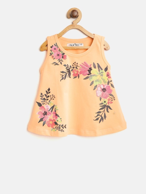 

Palm Tree Girls Orange Printed A-Line Top