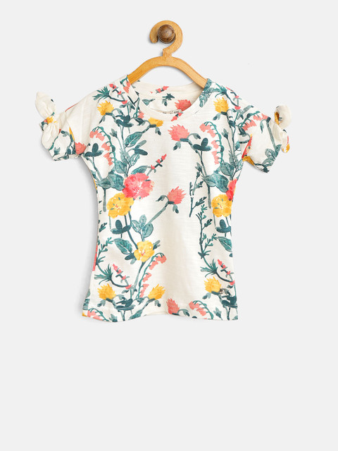 

Palm Tree Girls Off-White Printed Pure Cotton Top