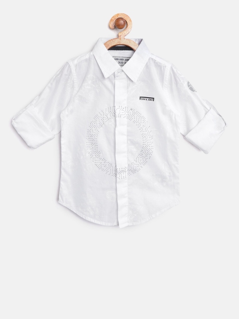 

Gini and Jony Boys White Regular Fit Printed Casual Shirt