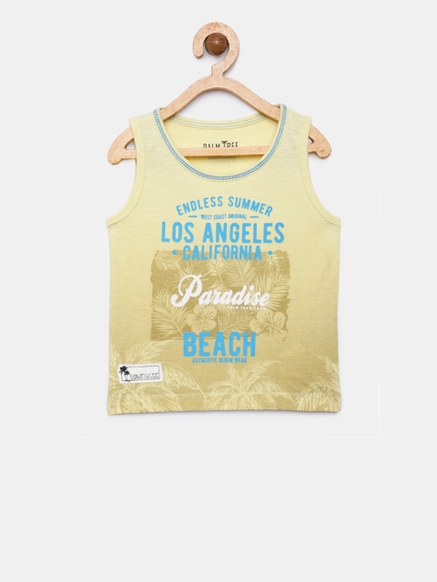 

Palm Tree Boys Yellow Printed Round Neck Sleeveless T-shirt