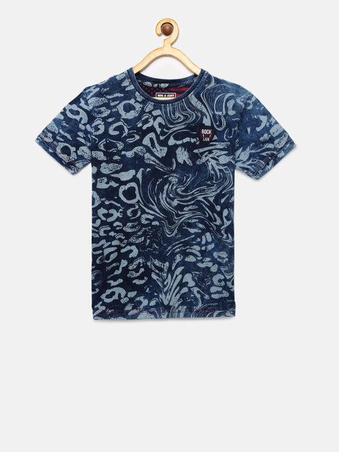 

Gini and Jony Boys Blue Printed Round Neck T-shirt