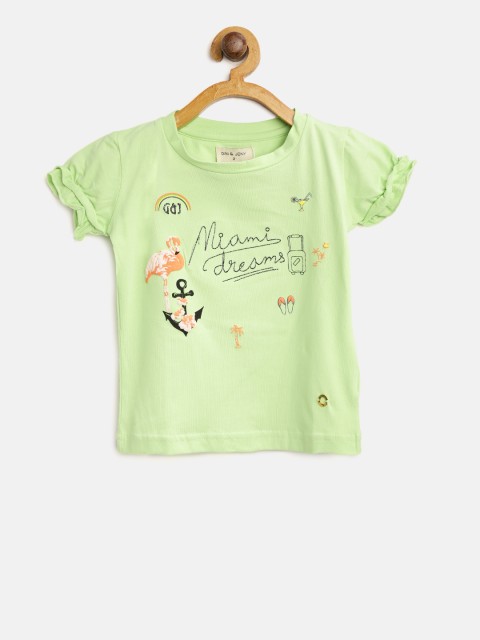 

Gini and Jony Girls Green Printed Top