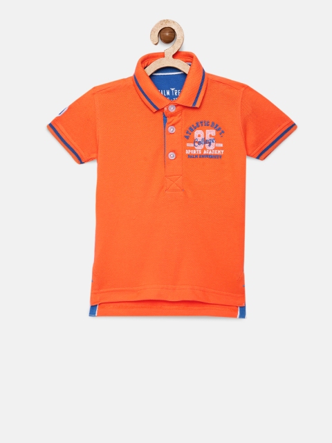 

Palm Tree Boys Orange Solid Polo Collar T-shirt