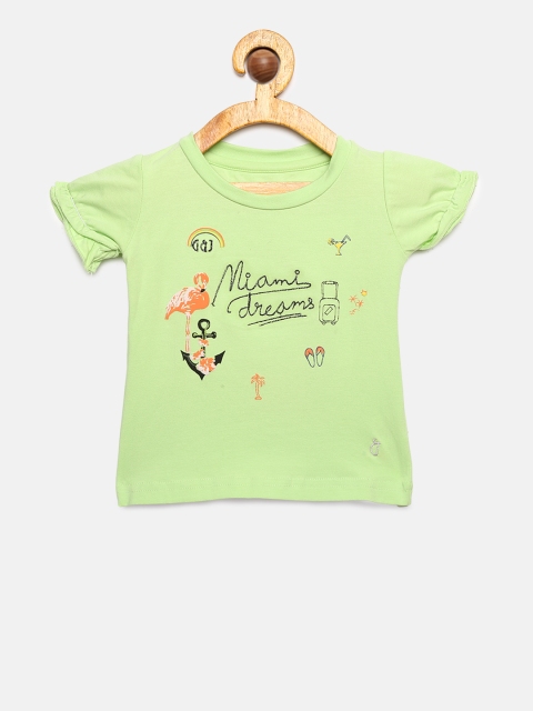 

Gini and Jony Girls Lime Green Printed Top