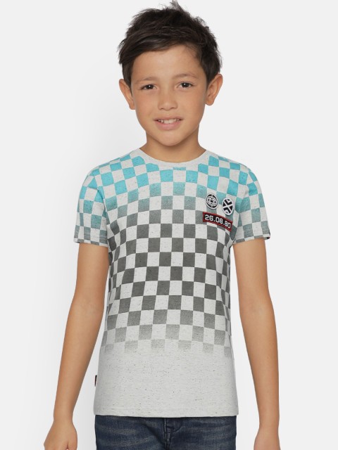 

Gini and Jony Boys White & Grey Printed Round Neck T-shirt