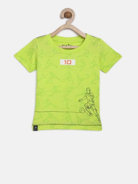 

Palm Tree Boys Green Printed Round Neck Pure Cotton T-shirt