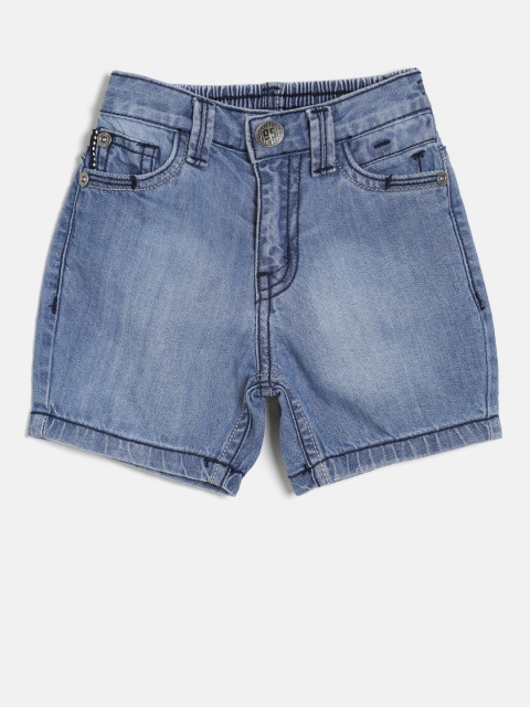 

Palm Tree Boys Blue Solid Regular Fit Denim Shorts