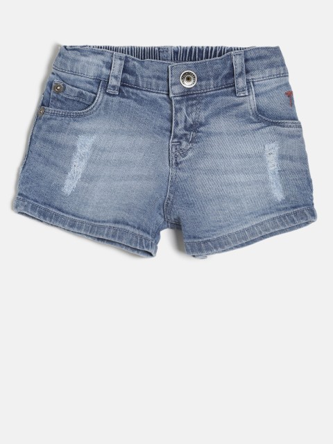 

Palm Tree Girls Blue Washed Regular Fit Denim Shorts