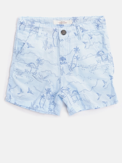 

Gini and Jony Boys Blue Printed Regular Shorts