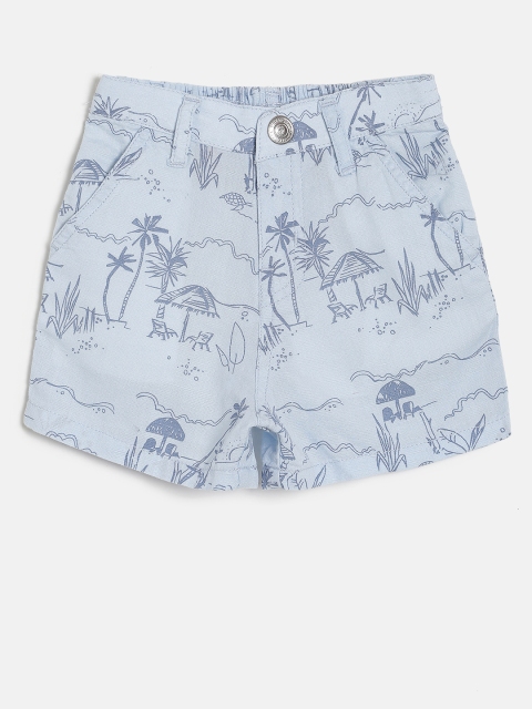 

Gini and Jony Boys Blue Printed Regular Fit Shorts