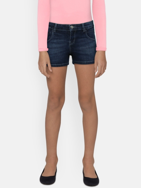 

Palm Tree Girls Blue Solid Regular Fit Denim Shorts