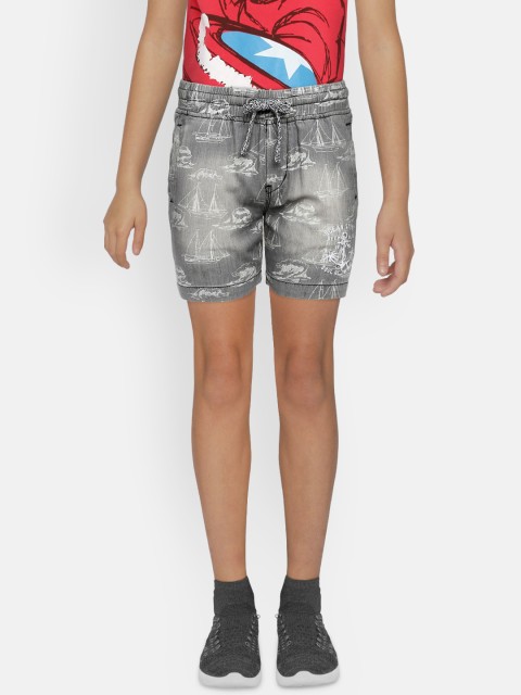 

Palm Tree Boys Grey Printed Regular Shorts
