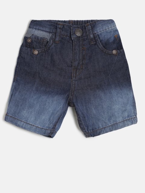 

Palm Tree Boys Navy Blue Washed Regular Fit Denim Shorts