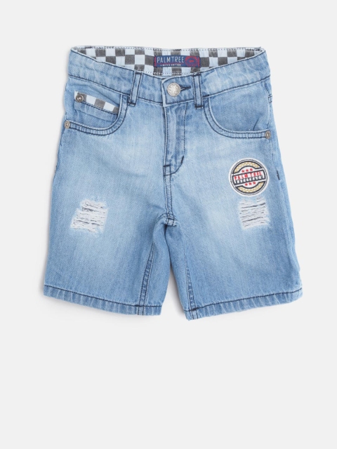 

Palm Tree Boys Blue Washed Regular Fit Denim Shorts