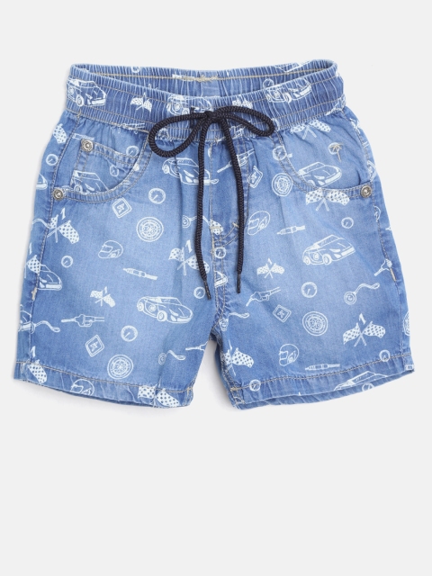 

Palm Tree Boys Blue Printed Faded Denim Shorts