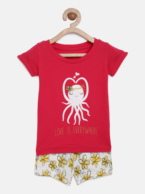 

Palm Tree Girls Pink & White Printed Clothing Set