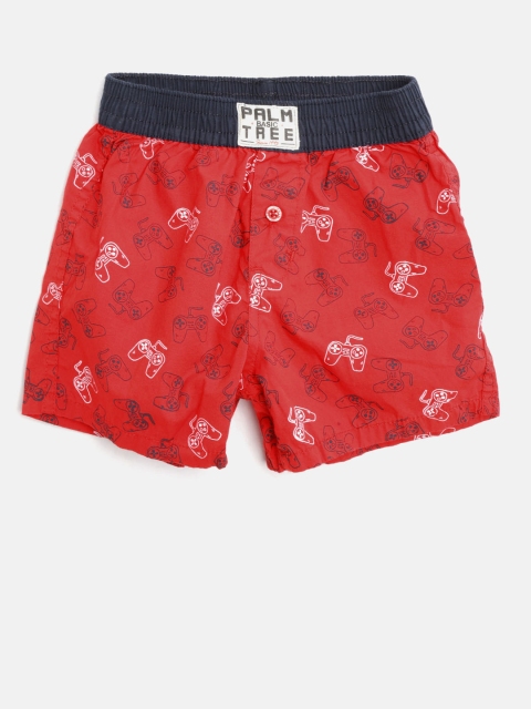 

Palm Tree Boy Red & Navy Blue Printed Boxers 131246520962 C457