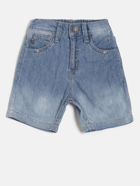 

Palm Tree Boys Blue Solid Regular Fit Denim Shorts