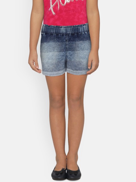 

Gini and Jony Girls Blue Solid Regular Fit Denim Shorts