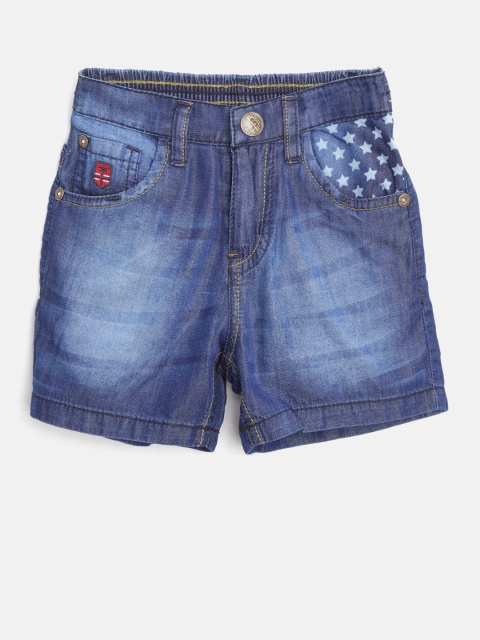 

Palm Tree Boys Navy Blue Washed Regular Fit Chambray Shorts