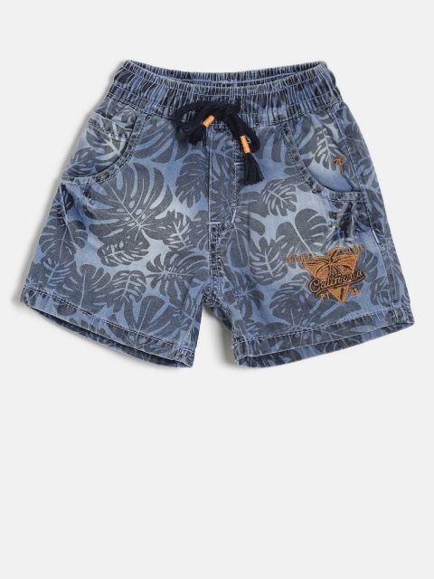 

Palm Tree Boys Blue Printed Regular Fit Denim Shorts