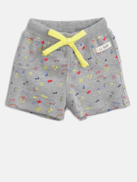 

Gini and Jony Boys Grey Melange Printed Regular Shorts