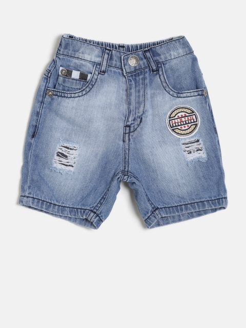 

Palm Tree Boys Blue Solid Regular Fit Denim Shorts