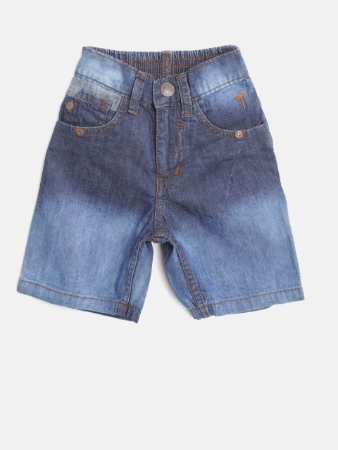 

Palm Tree Boys Navy Blue Washed Regular Fit Denim Shorts