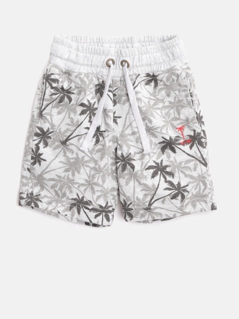 

Palm Tree Boys Grey Melange Printed Regular Fit Shorts