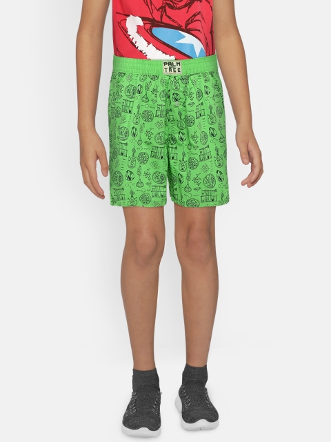 

Palm Tree Boys Green Printed Regular Shorts