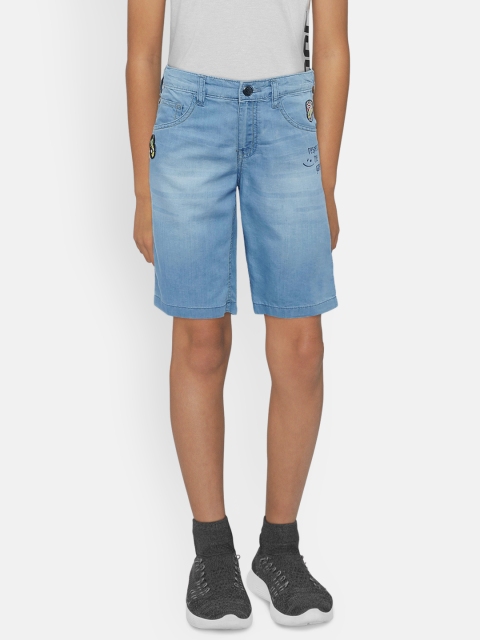 

Palm Tree Boys Blue Solid Regular Fit Denim Shorts