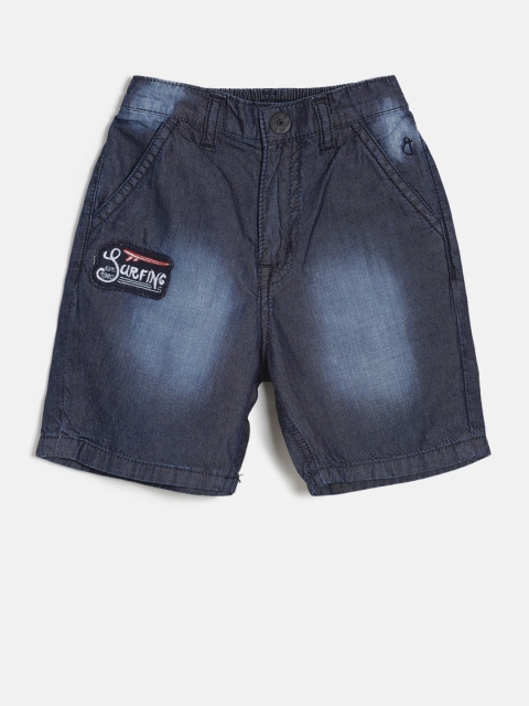 

Gini and Jony Boys Navy Blue Washed Regular Fit Denim Shorts