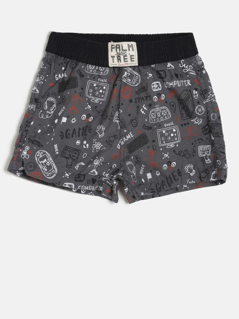 

Palm Tree Boys Grey Printed Regular Fit Shorts