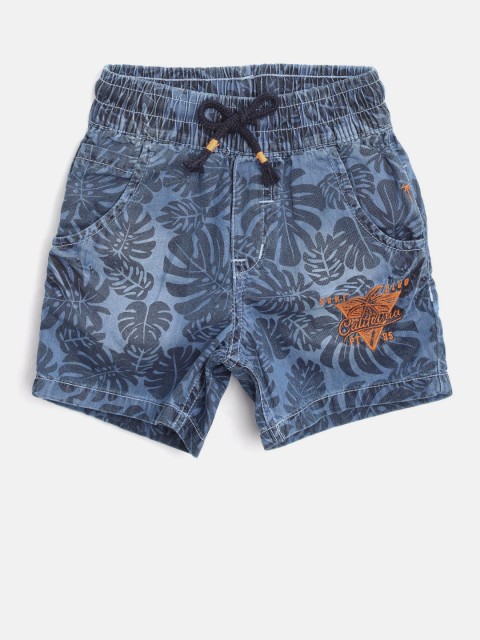 

Palm Tree Boys Blue Printed Regular Fit Denim Shorts