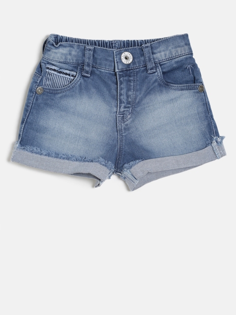 

Palm Tree Girls Blue Washed Regular Fit Denim Shorts