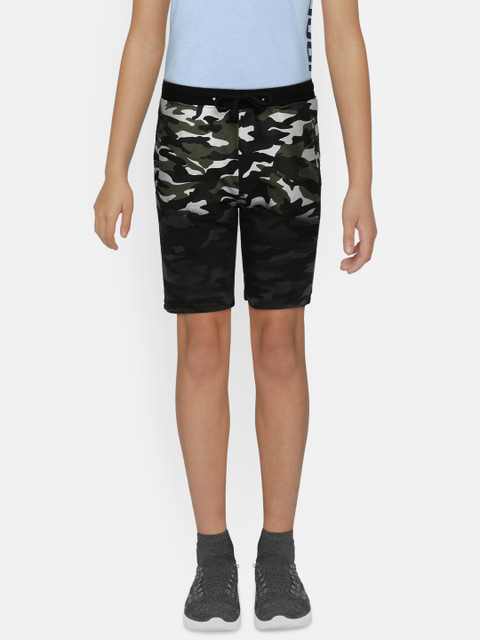 

Gini and Jony Boys Olive Green & Black Printed Regular Fit Shorts