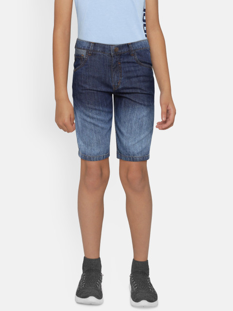 

Palm Tree Boys Blue Solid Regular Fit Denim Shorts