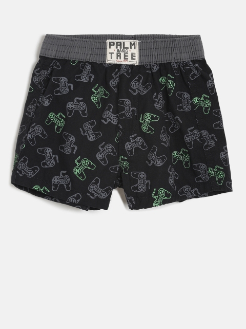 

Palm Tree Boys Black Printed Regular Fit Shorts