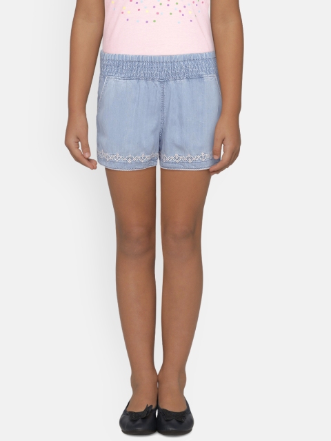 

Gini and Jony Girls Blue Embroidered Regular Fit Denim Shorts