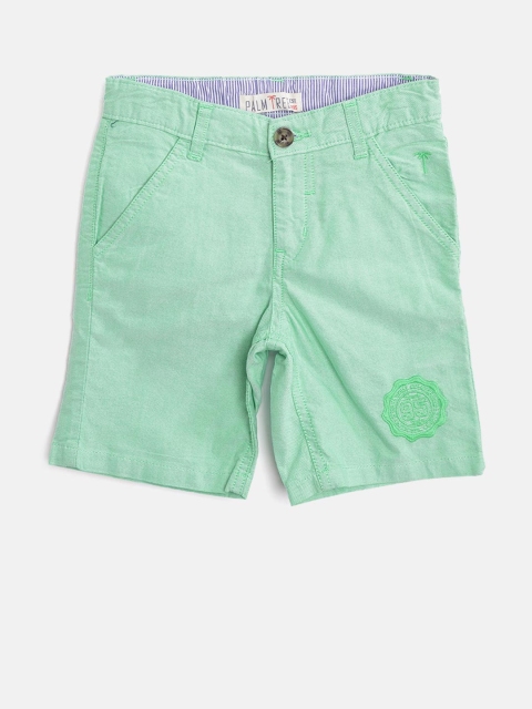 

Palm Tree Boys Green Solid Regular Shorts