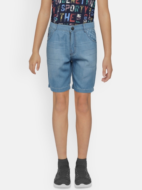 

Palm Tree Boys Blue Solid Regular Fit Denim Shorts