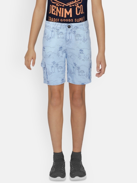 

Gini and Jony Boys Blue Printed Cargo Shorts
