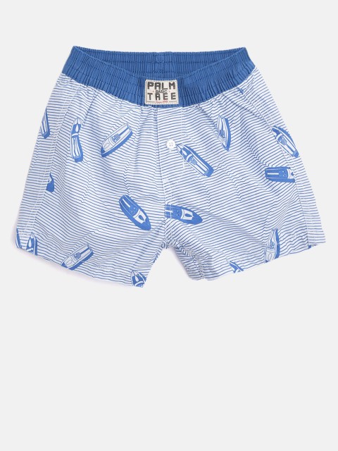 

Palm Tree Boys Blue & White Printed Boxers 131246520962 C101
