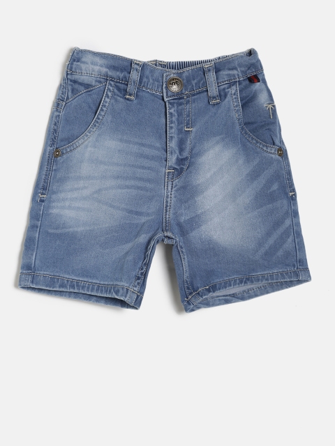 

Palm Tree Boys Blue Solid Regular Fit Denim Shorts