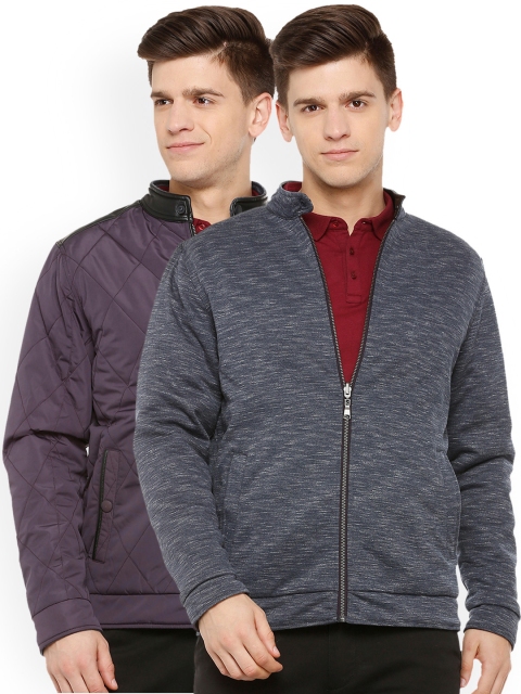 

Van Heusen Sport Men Blue Self Design Reversible Puffer Jacket
