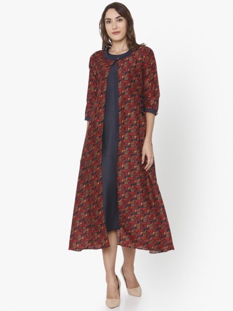 

RAISIN Women Red Printed A-Line Dress