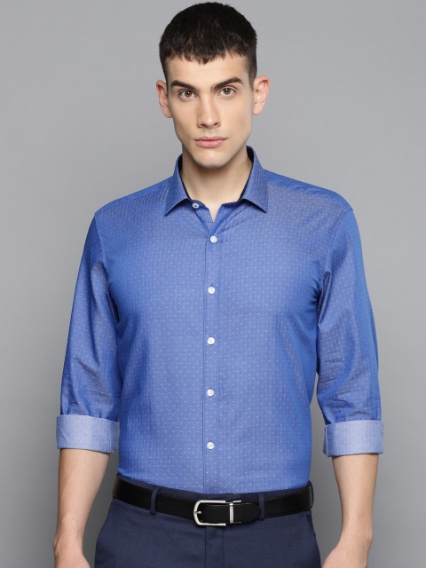 

Louis Philippe Men Blue Slim Fit Self Design Formal Shirt