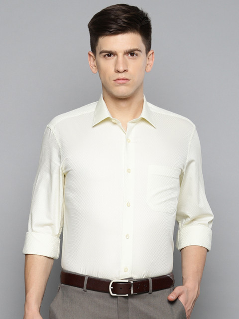 

Louis Philippe Men Yellow & White Slim Fit Checked Formal Shirt